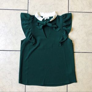 Monteau Los Angeles chic hunter green blouse, S